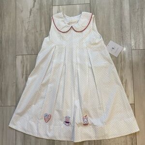 NWT Remember Nguyen White Cotton Charlotte Americana Sleeveless Collared Dress 7